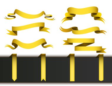 Elegance grafik dikiş grup afiş bayrak yay vektör çizim gerçekçi altın şerit bant bayrak afiş.