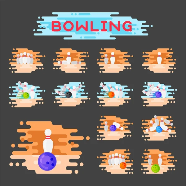 Vector bowling embleem ontwerp badge item sjabloonontwerp voor sport league teams succes apparatuur kampioen illustratie. — Stockvector