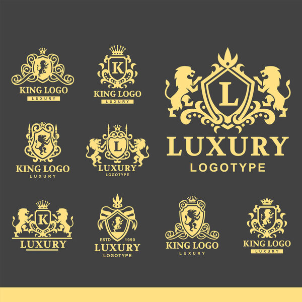 Luxury boutique Royal Crest high quality vintage product heraldry logo collection brand identity vector illustration.