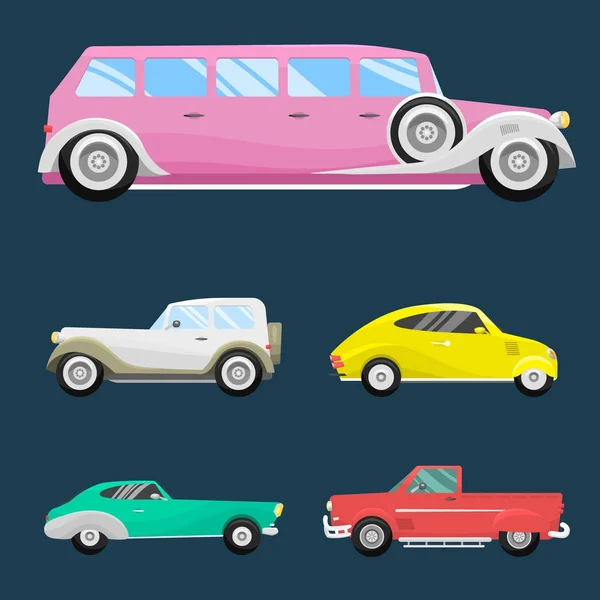 Retro vintage estilo antiguo coche vehículo automóvil velocidad exclusiva deporte transporte garaje antiguo clásico vector ilustración — Vector de stock