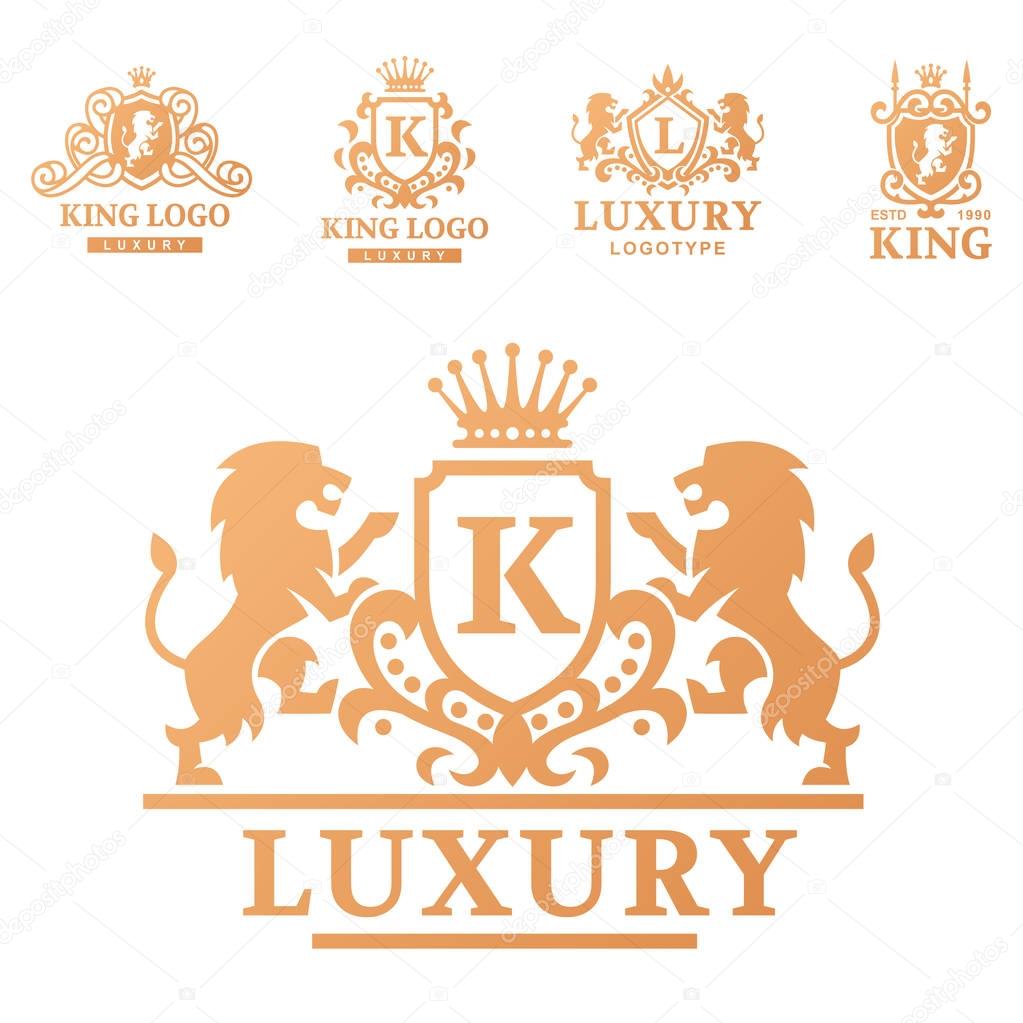 Luxury boutique Royal Crest high quality vintage product heraldry logo collection brand identity vector illustration.