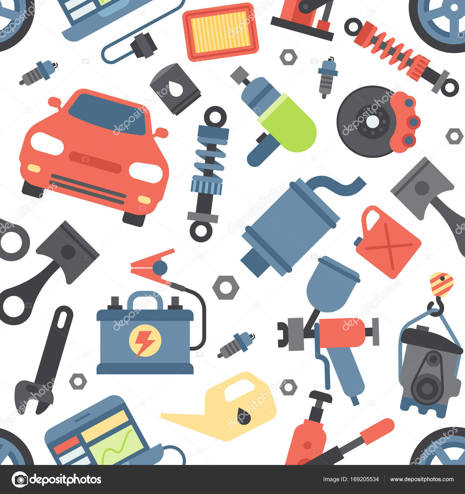 Car service repair parts vector icons vehicle and automobile equipment