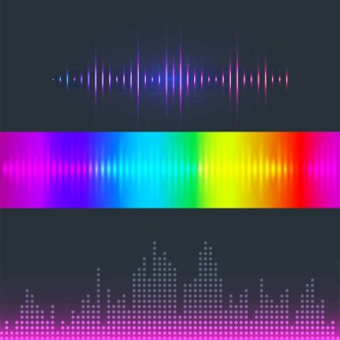 Şablon ses sinyali görselleştirme sinyal illüstrasyon vektör dijital müzik ekolayzer ses dalgaları Tasarla.