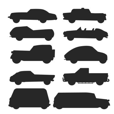 Retro vintage eski stil araba araç otomobil siyah siluet taşıma antika garaj classic otomatik vektör çizim