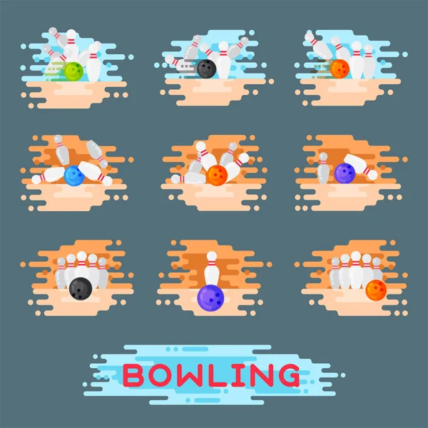 Vector bowling embleem ontwerp badge item sjabloonontwerp voor sport league teams succes apparatuur kampioen illustratie. — Stockvector