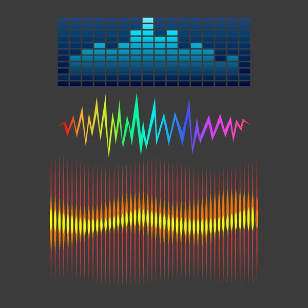 Ecualizador de música digital vectorial diseño de ondas de audio plantilla visualización de señales de audio ilustración de señales . — Vector de stock