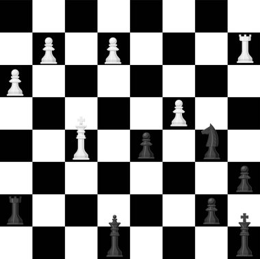 Satranç kurulu Dikişsiz desen arka plan satranç figürleri eğlence kavramı şövalye grup beyaz ve siyah rekabet vektör çizim parça