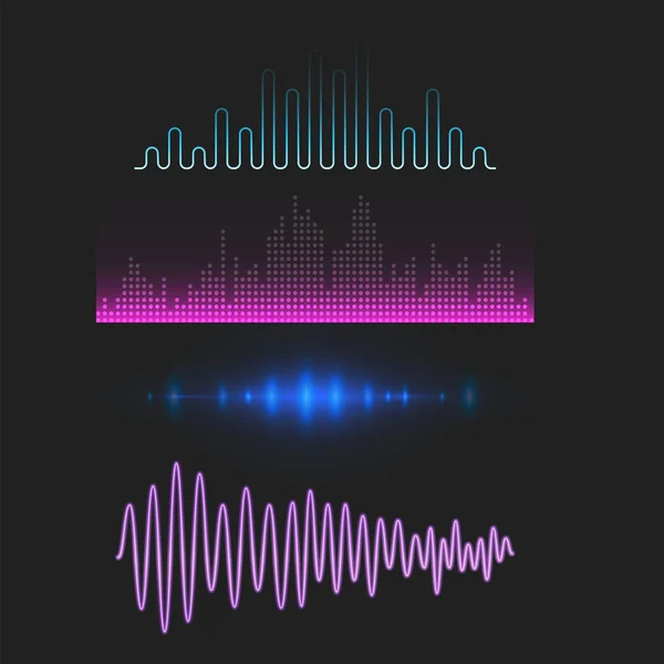 Ecualizador de música digital vectorial diseño de ondas de audio plantilla visualización de señales de audio ilustración de señales . — Vector de stock