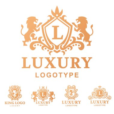 Lüks butik Royal Crest kaliteli vintage ürün Hanedanlık armaları logo toplama marka kimliğini vektör çizim.