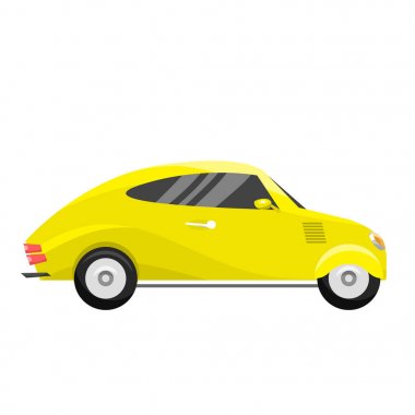 Retro vintage eski stil sarı araba araç otomobil özel hız spor taşıma antika garaj classic otomatik vektör çizim