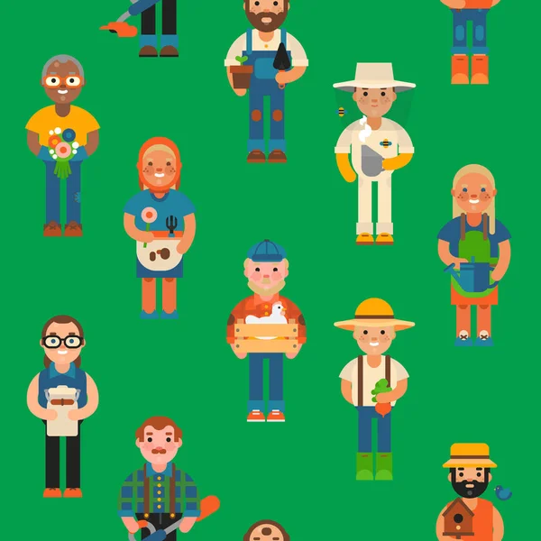 Çiftçi işçi insanlar hayat vektör çizim Dikişsiz desen arka plan tarım tarım kişi meslek karakter