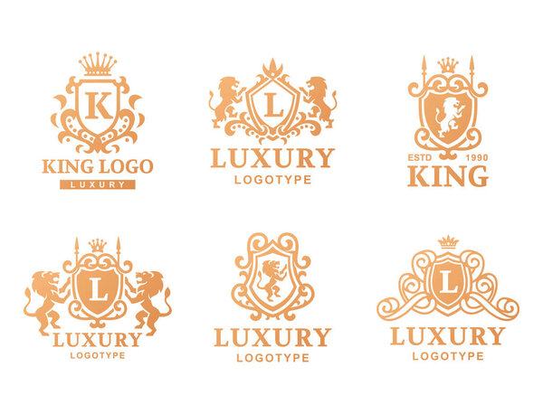 Luxury boutique Royal Crest high quality vintage product heraldry logo collection brand identity vector illustration.
