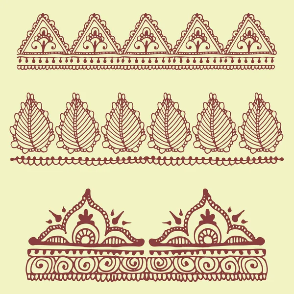 Henna tatuaje marrón mehndi flor garabato ornamental decorativo indio diseño patrón paisley arabesco mhendi embellecimiento vector . — Vector de stock