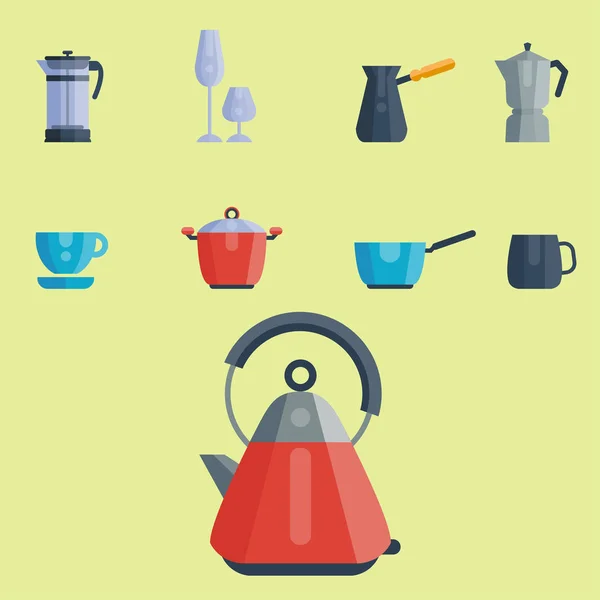 Kitchen utensils icons vector illustration household dinner cooking food kitchenware — Stock Vector