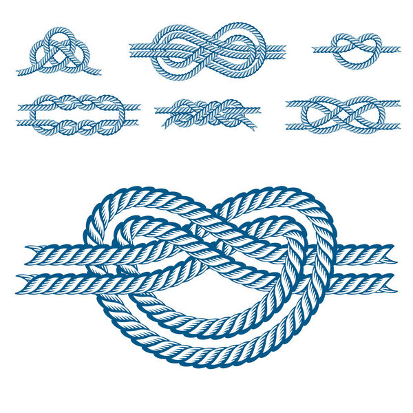 Sea boat rope knots vector illustration isolated marine navy cable natural tackle sign