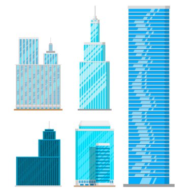 Gökdelenler binalar izole kule ofis şehir mimarisi ev iş daire vektör çizim