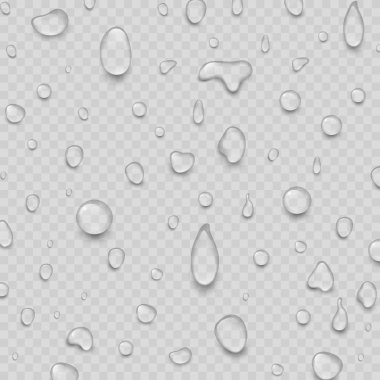 Sıvı saydam yağmur damlası splash arka plan vektör çizim gerçekçi su damlaları