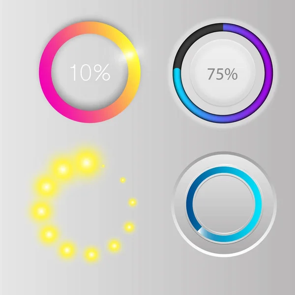 Progress loading bar indicators download progress ui-ux web interface design template file upload vector illustration — Stock Vector