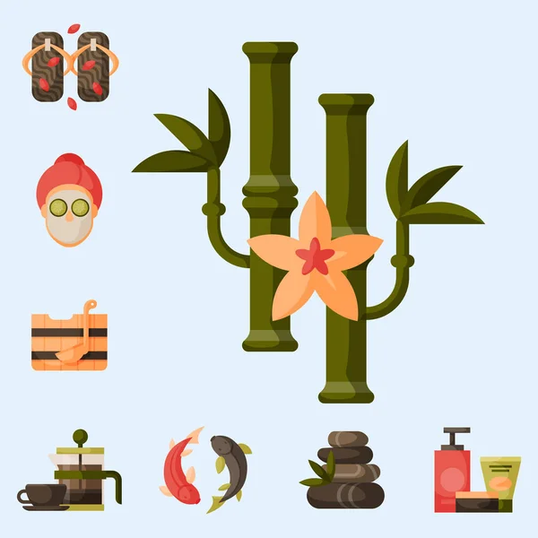 Vector illustrations of beautiful woman spa treatment, beauty procedures wellness icons.