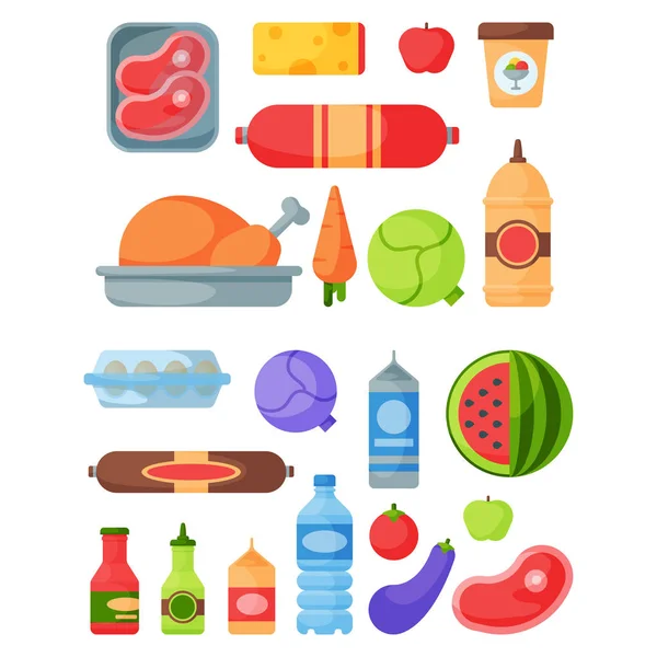 Sélection d'aliments sains alimentation dîner cuisine cuisine illustration vectorielle . — Image vectorielle
