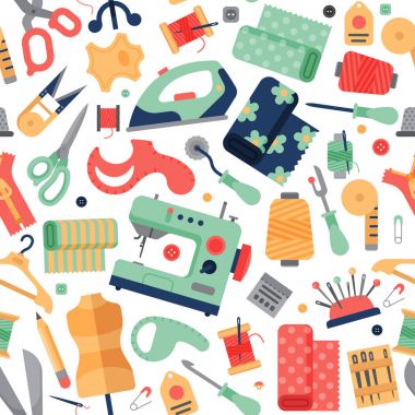 Ffancy-iş vektör çizim Dikiş dikiş hobi Aksesuar ekipman.