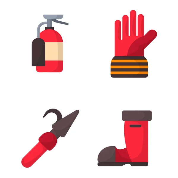 Equipamento de segurança contra incêndio ferramentas de emergência bombeiro perigo seguro proteção contra acidentes vetor ilustração . —  Vetores de Stock