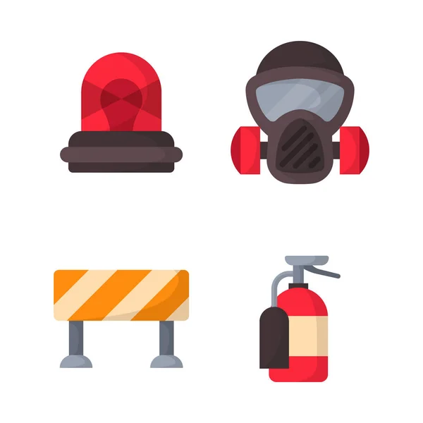 Equipo de seguridad contra incendios herramientas de emergencia bombero seguro peligro protección contra accidentes vector ilustración . — Vector de stock