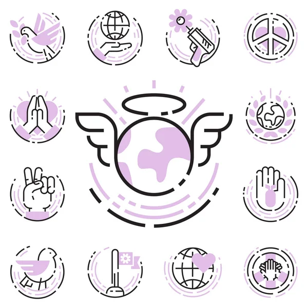 Peace outline thin line icons love world freedom international free care hope symbols vector illustration — Stock Vector