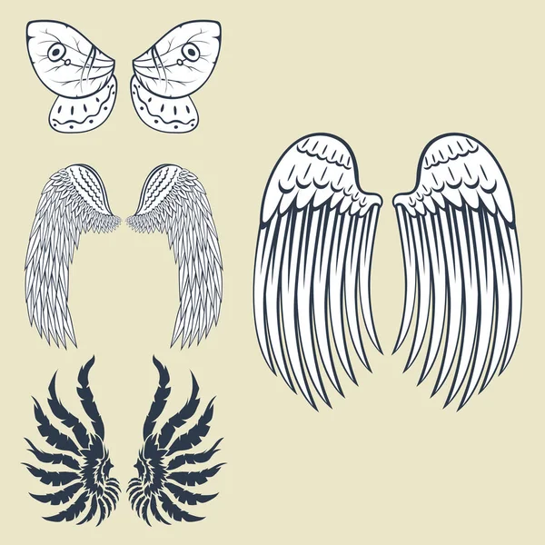 分離された翼動物羽ピニオン鳥自由飛行自然平和デザイン ベクトル図. — ストックベクタ