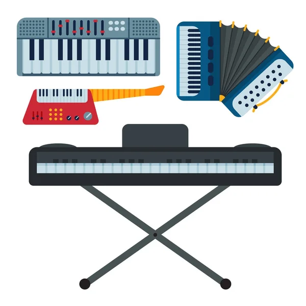 Клавіатурні музичні інструменти ізольовані класичне музичне обладнання для фортепіано Векторні ілюстрації — стоковий вектор