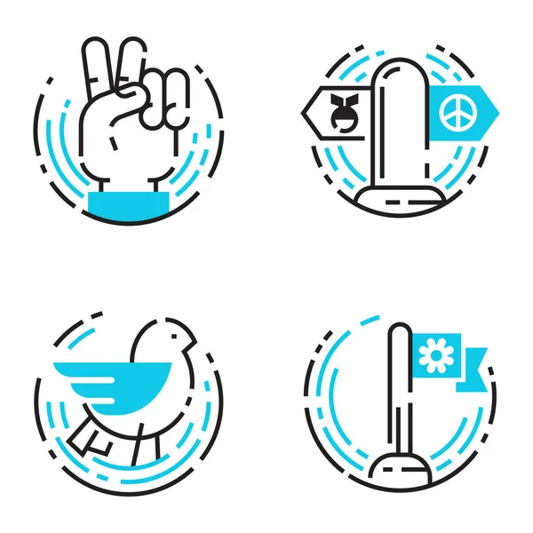 Míru osnovy modré ikony milují svět svobody mezinárodní bezplatné péče naděje, že symboly vektorové ilustrace — Stockový vektor