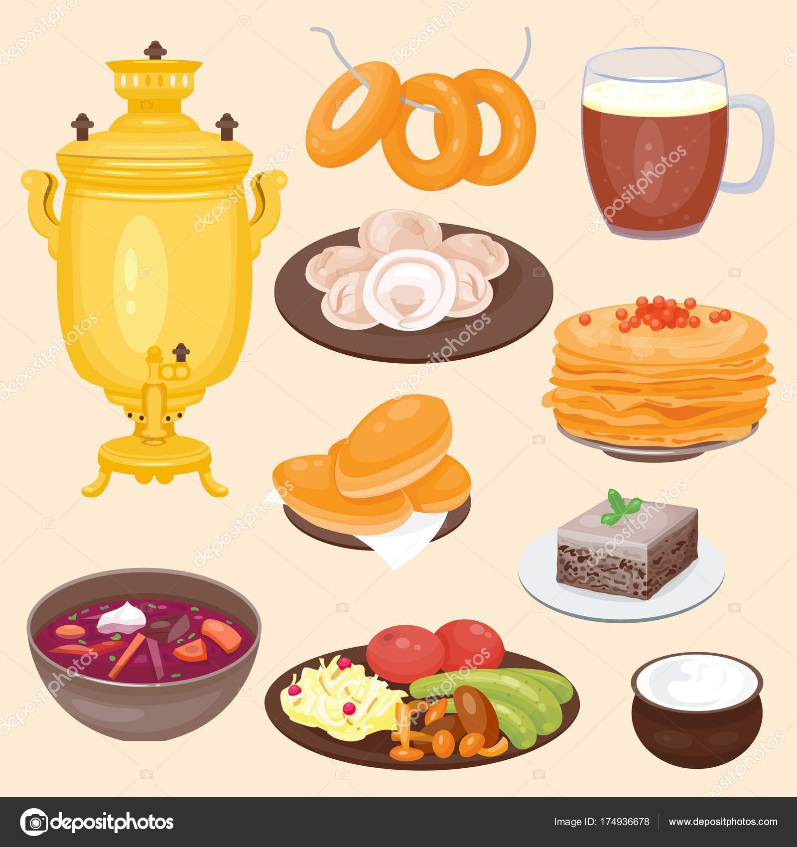 Traditional Russian Cuisine Culture Dish Course Food Welcome To Russia Gourmet National Meal Vector Il Ration Traditional Russian Cuisine Culture Dish Course Food Welcome To Russia Gourmet National Meal Vector Il Ration