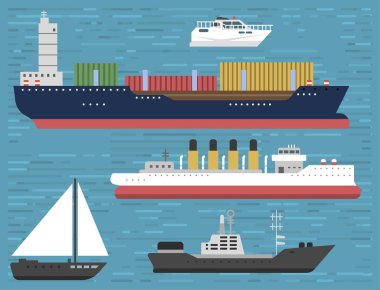Cruise gemisi kruvazör tekne deniz sembolü gemi seyahat sanayi vektör yelkenli deniz simge kümesi