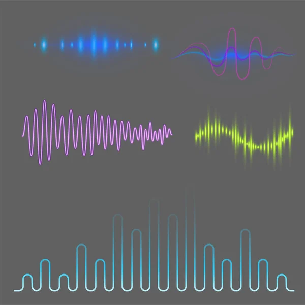 矢量数字音乐均衡器音频波形设计模板音频信号可视化信号图示. — 图库矢量图片