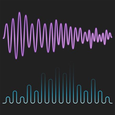 Şablon ses sinyali görselleştirme sinyal illüstrasyon vektör dijital müzik ekolayzer ses dalgaları Tasarla.