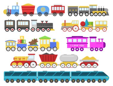 Boş zaman sevinç hediye lokomotif ulaşım eğlenceli çizgi film oyuncak tren vektör demiryolu ve karikatür taşıma oyunu.