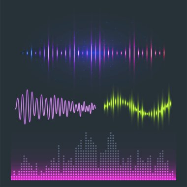 Şablon ses sinyali görselleştirme sinyal illüstrasyon vektör dijital müzik ekolayzer ses dalgaları Tasarla.