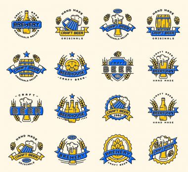 Bira logo vintage zanaat eski Fasion vardır içki bira şişeleri şirket logo simgeler illüstrasyon izole rozetleri