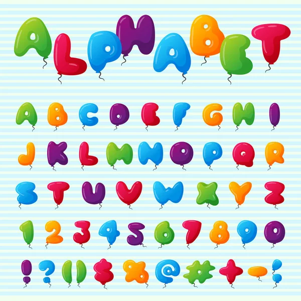 Воздушный шар алфавит векторный символ набор иллюстрации с детьми стиль игрушки красочные воздушные шары изолированные День рождения празднование события ABC baby design — стоковый вектор