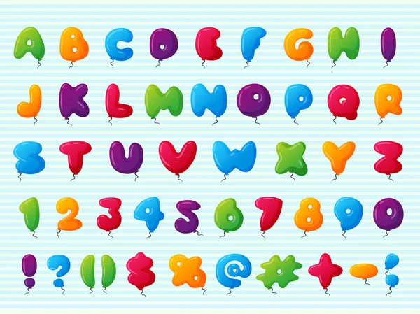Balão alfabeto vetor personagem conjunto ilustração com crianças estilo brinquedos colorido ar bolas isolado aniversário celebração evento ABC bebê design —  Vetores de Stock
