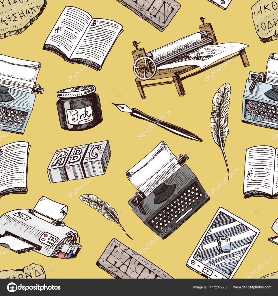 Buchdruck Typografie Schriftsteller Vektor Verlag Geschichte