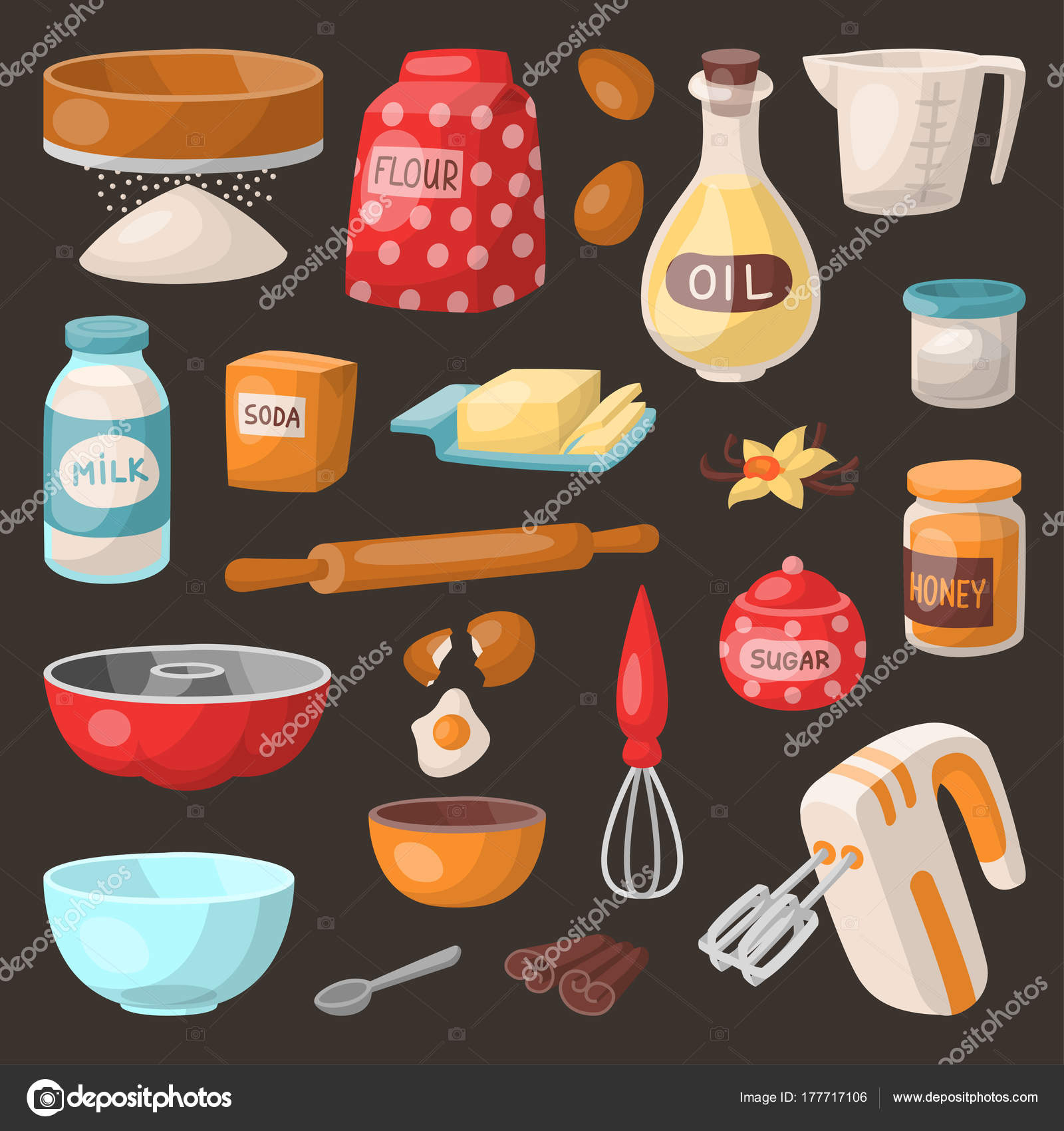 Baking cooking vector ingredients bake making cakes cook pastry prepare