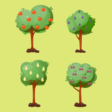 Yaprakları yeşil ağaç vektör yaz yaprak bitki arka plan çizgi film