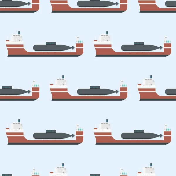 Cargo vessels and tankers shipping delivery bulk seamless pattern carrier train freight boat tankers background vector illustration — Stock Vector