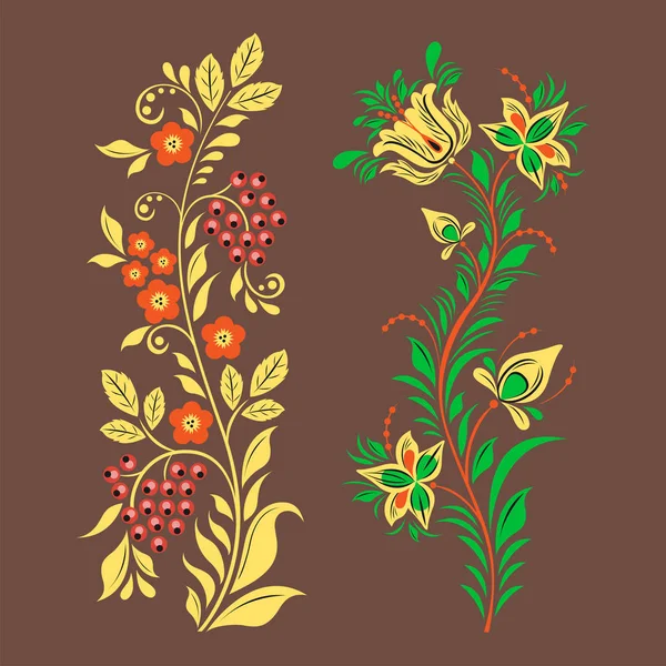 Vector khokhloma ruso patrón diseño tradicional Rusia dibujado ilustración ornamento étnico pintura ilustración — Vector de stock