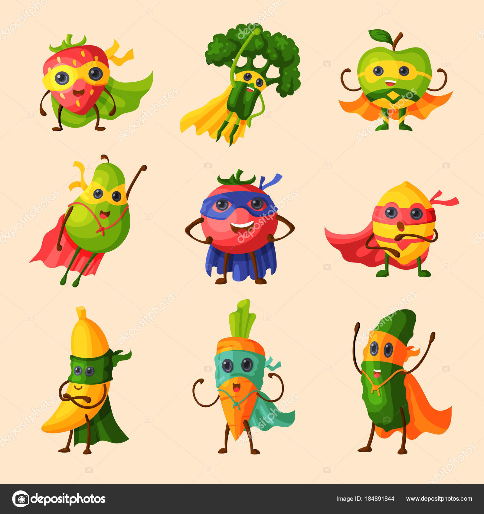 Personagem De Desenho Animado Vegetariano De Legumes E Frutas