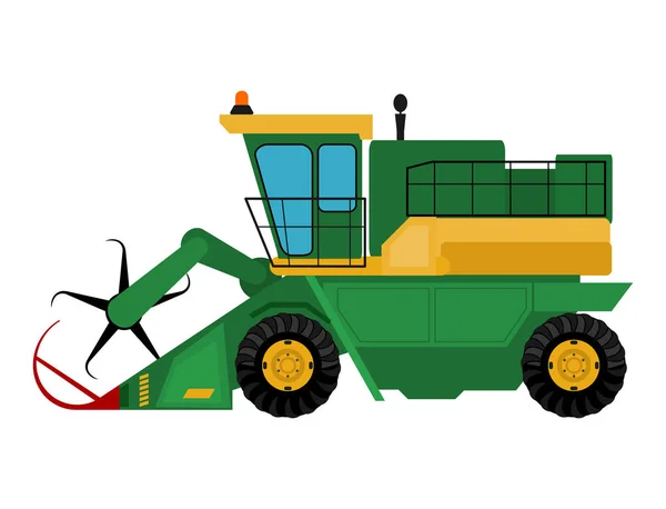 Mezőgazdasági ipari mezőgazdasági gépgyártás össze kotrógép vektoros illusztráció. — Stock Vector