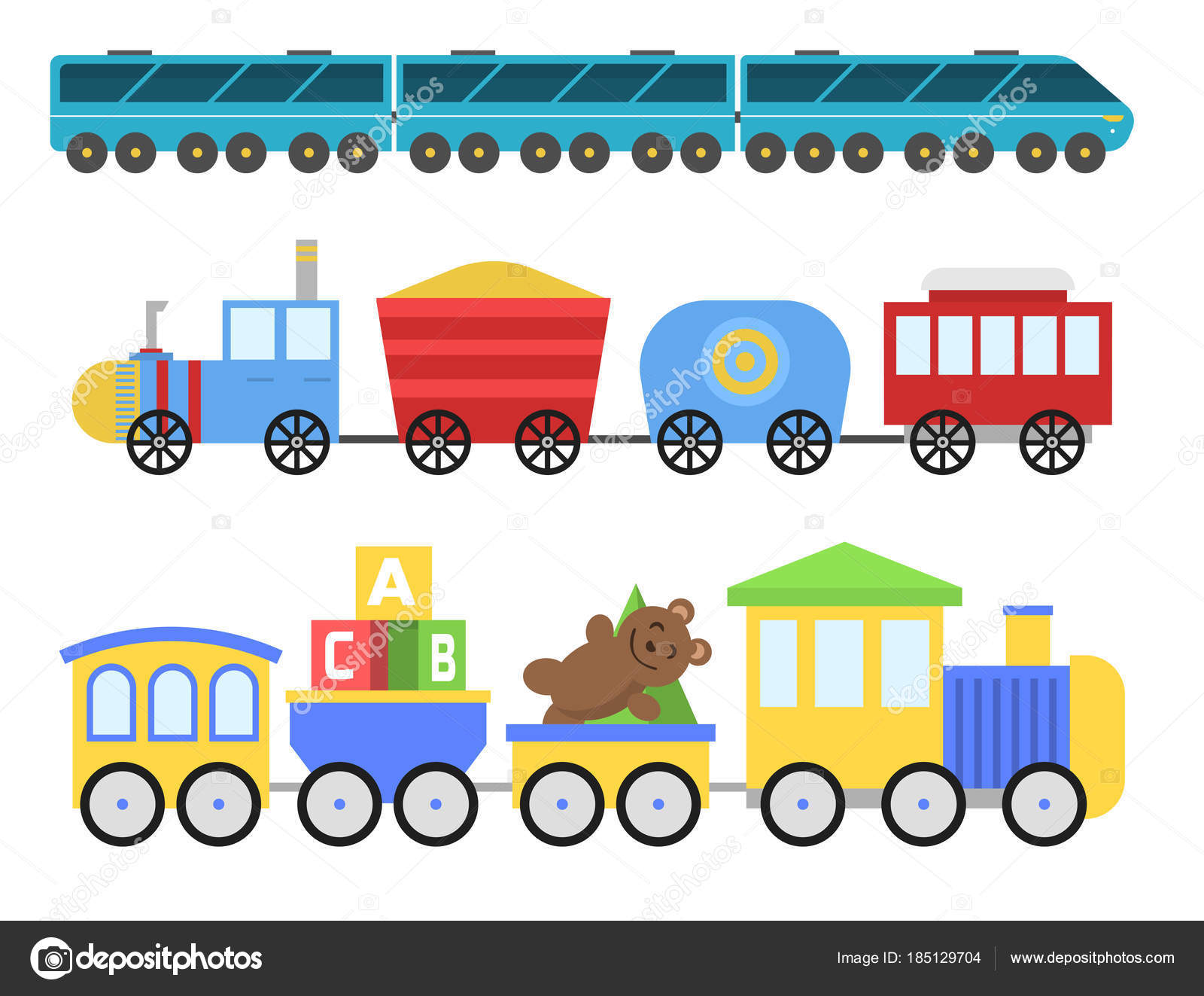 desenho animado brinquedo trem vector da estrada de ferro e jogo de