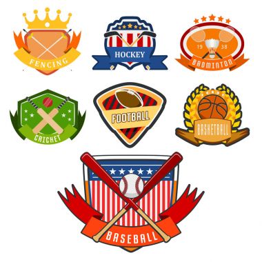Spor oyun vektör takım logo oyun Turnuvası etiketi şampiyon amblemi rekabet sembol Atletizm Şampiyonası kulübünde profesyonel turnuva etiketi illüstrasyon.