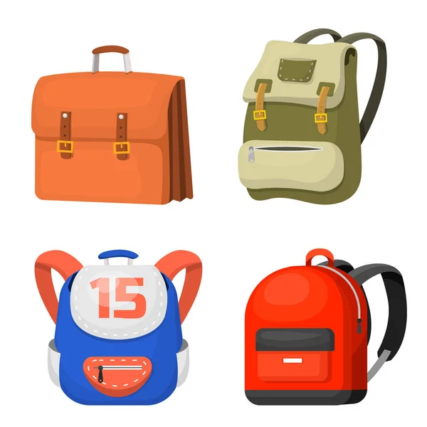 Back to School kids backpack vector illustration work time education baggage rucksack learning luggage. — Stock Vector